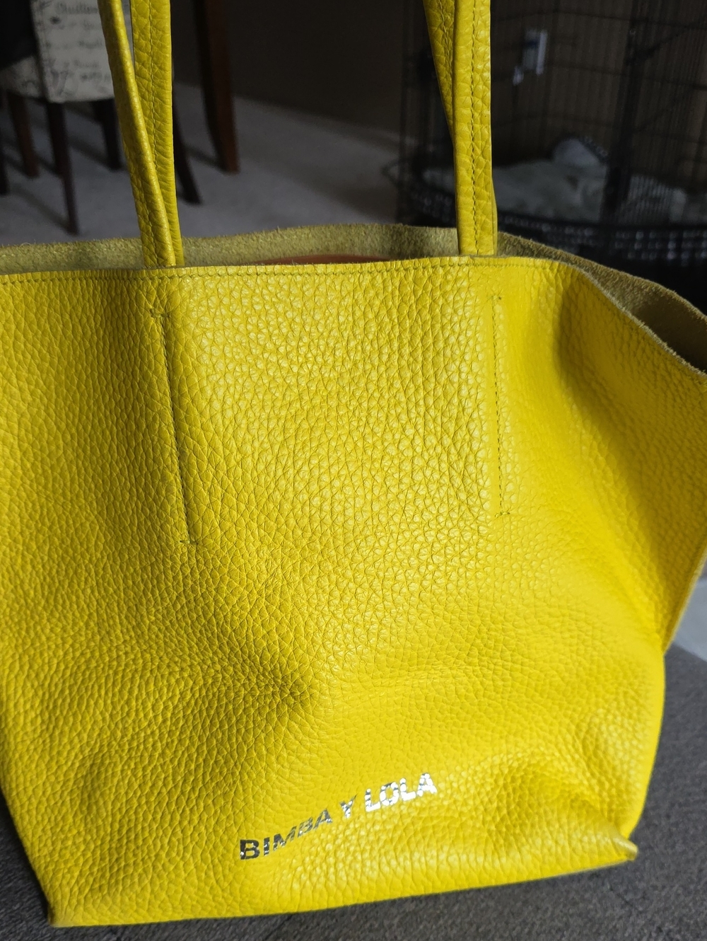 Yellow Leather Tote Bag